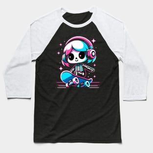 cute skeleton skater girl Baseball T-Shirt